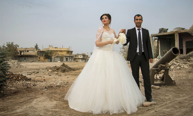 First marriage in Kobani after ISIS was pushed out, December 2015 (Reuters)