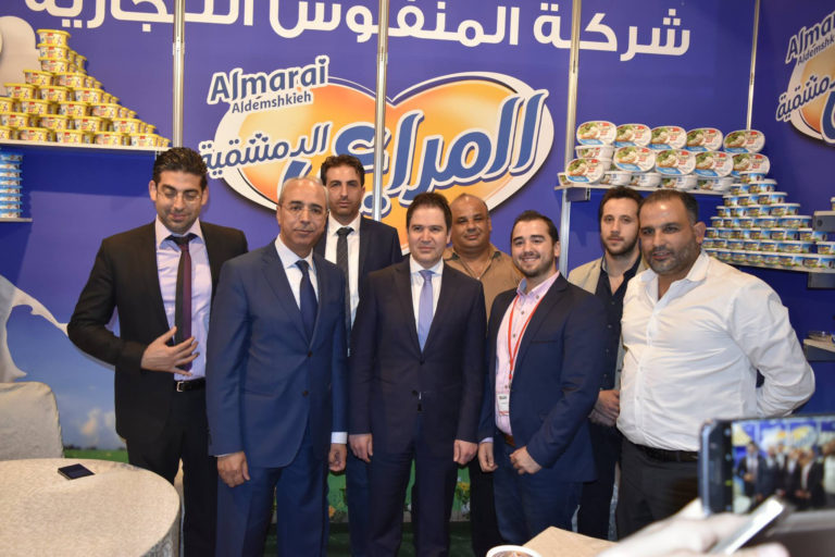  In this Food Expo handout, Syrian Tourism Minister, Bishr Yazigi, appears at a stand operated by the Manfoush Company in the Food Expo in Damascus on May 5, 2017 (Food Expo)