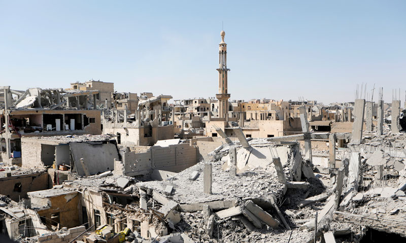 Damaged buildings in the city of Raqqa - August 17, 2017 (Reuters)