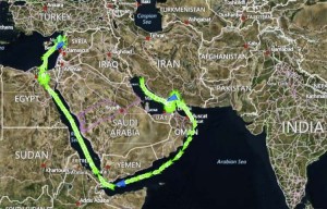 مسار الجولة الثانية للسسفن الإيانية المحملة بالنفط الخام إلى سوريا بحسب بلومبيرغ