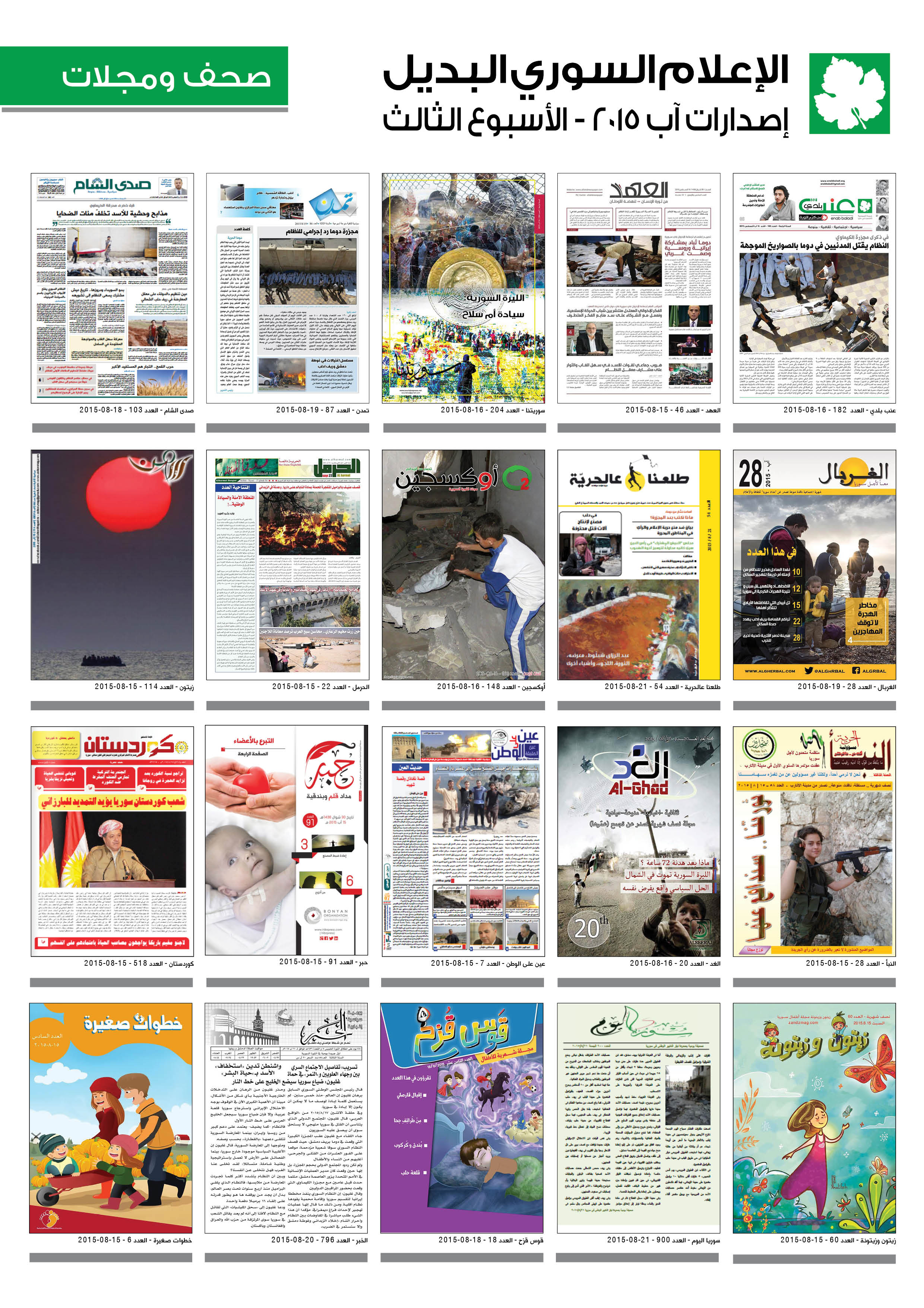 الإعلام السوري البديل - صحف ومجلات - آب 2015  (الأسبوع الثالث)