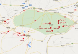 أبرز القرى التي تعرضت لانتهاكت من قبل القوات الكردية (الشبكة السورية لحقوق الإنسان).