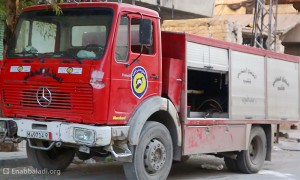 سيارة إطفاء - الدفاع المدني السوري، حلب (عنب بلدي).