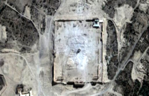 صورة من الأقمار الصناعية تظهر حجم الدمار في المدينة الأثرية (AP)