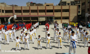 اختتام البطولة المدرسية الأولى في مدينة دوما، السبت 14 أيار (عنب بلدي).