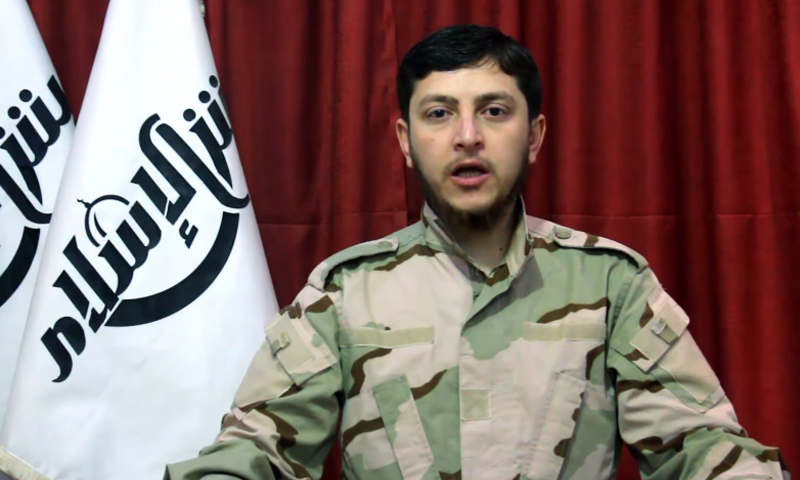 حمزة بيرقدار، الناطق باسم أركان "جيش الإسلام" (يوتيوب).