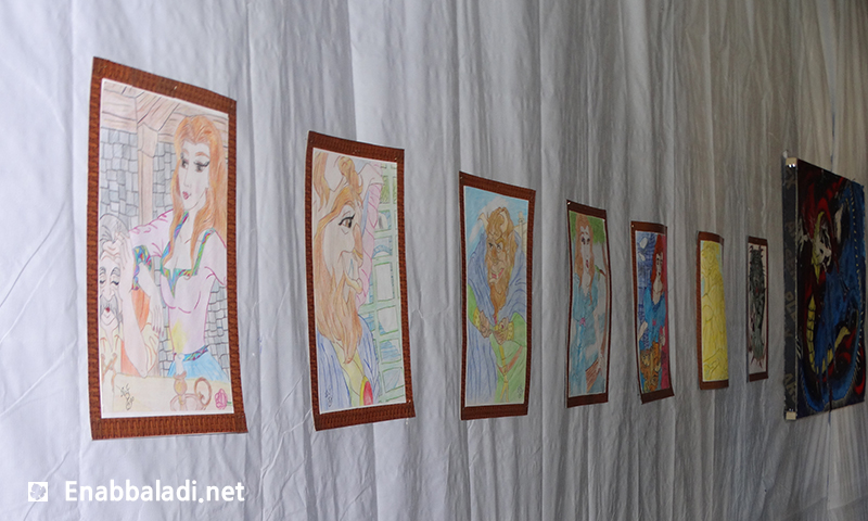 معرض رسومات في حي الوعر المحاصر في مدينة حمص- الثلاثاء 21 حزيران (عنب بلدي)