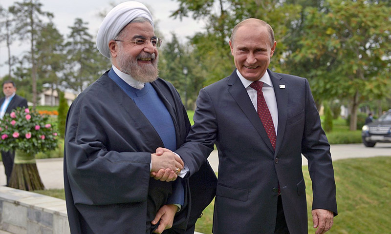 الرئيس الروسي، فلاديمير بوتين، والرئيس الإيراني، حسن روحاني (إنترنت)