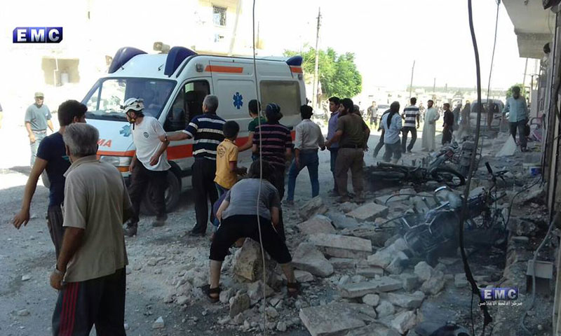 ضحايا مدنيون وأضرار مادية جراء غارات على بلدة تلمنس في ريف إدلب- الخميس 21 تموز (مركز إدلب الإعلامي)