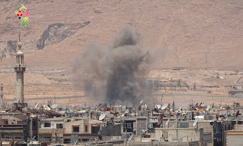 آثار القصف على أطراف دوما في الغوطة الشرقية - الأربعاء 20 تموز (تنسيقية دوما)