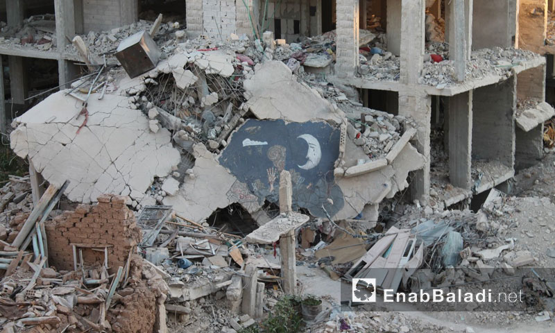 جانب من الدمار الذي خلفته آلة الأسد العسكرية في داريا- 22 تموز 2016 (عنب بلدي)