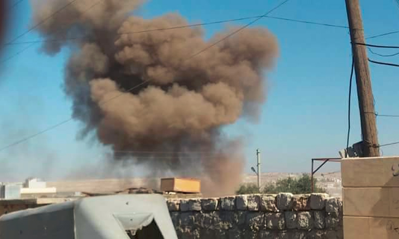 اثار القصف على بلدة ترمانين في ريف ادلب 11 تموز(مركز ادلب الاعلامي فيس بوك)
