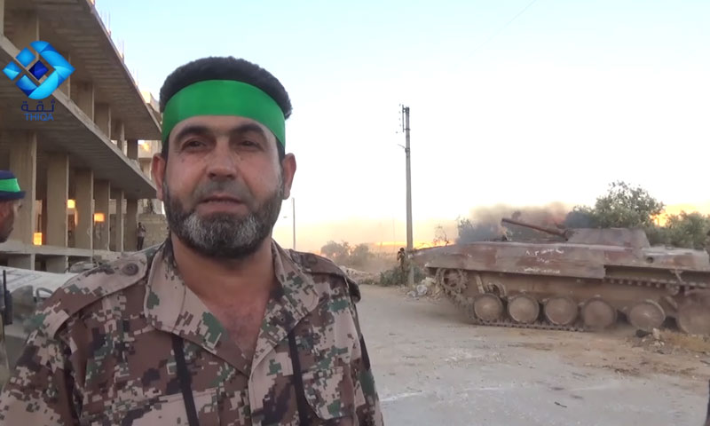 المقدم أبو بكر قائد "جيش المجاهدين" في "الجيش الحر"- بالقرب من طريق "الكاستيلو شمال حلب- الأحد 10 تموز (وكالة ثقة)