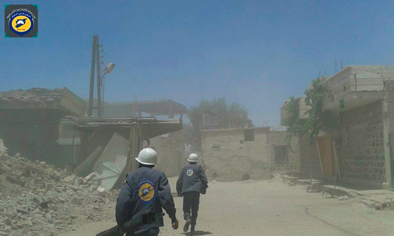 فرق الدفاع المدني في بلدة أوتايا في الغوطة الشرقية - السبت 2 تموز (الدفاع المدني في رييف دمشق)