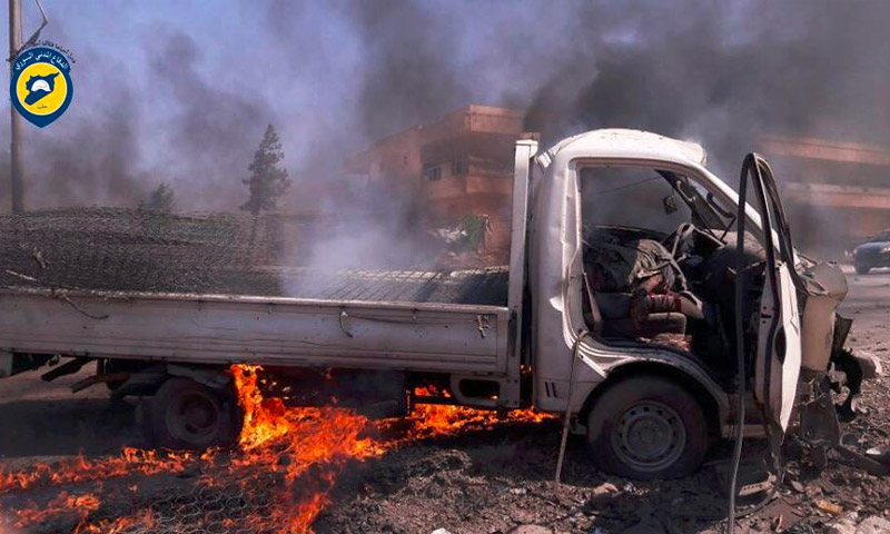 آثار القصف على أورم الكبرى غرب حلب - الأربعاء 10 آب (الدفاع المدني في حلب)