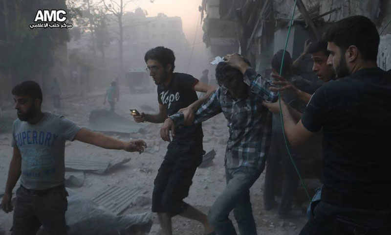 إصابات جراء استهداف حي بستان القصر بالبراميل المتفجرة- الاثنين 1 آب (مركز حلب الإعلامي)