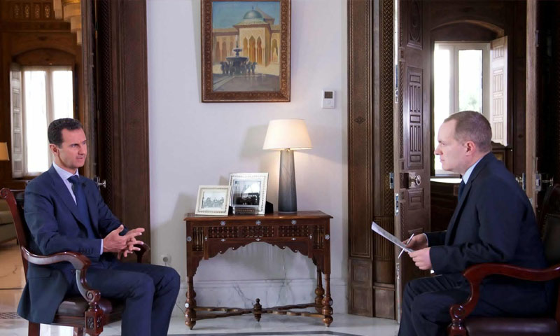 رئيس النظام السوري، بشار الأسد، في مقابلة مع وكالة "أسوشيتيد برس" - 22 أيلول 2016 (فيس بوك)