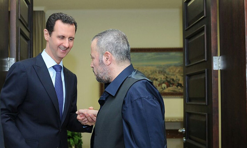 الفنان جورج وسوف مع الرئيس بشار الأسد_(تويتر)