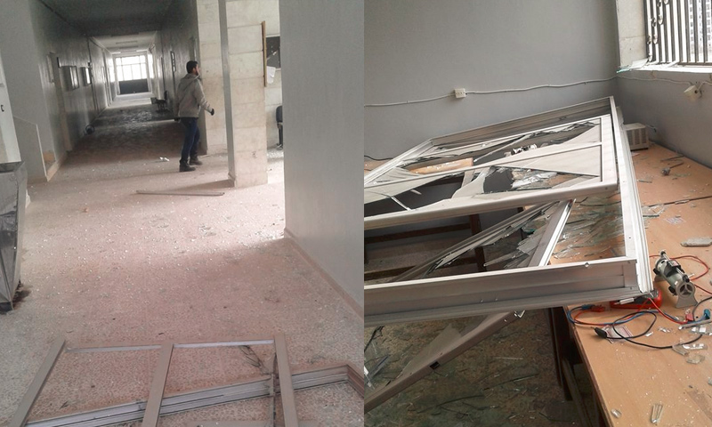 صور من الدمار في كلية الطب البيطري بجامعة إدلب "الحرة" - 30 كانون الثاني 2017 (صفحة عميد الكلية في فيس بوك)