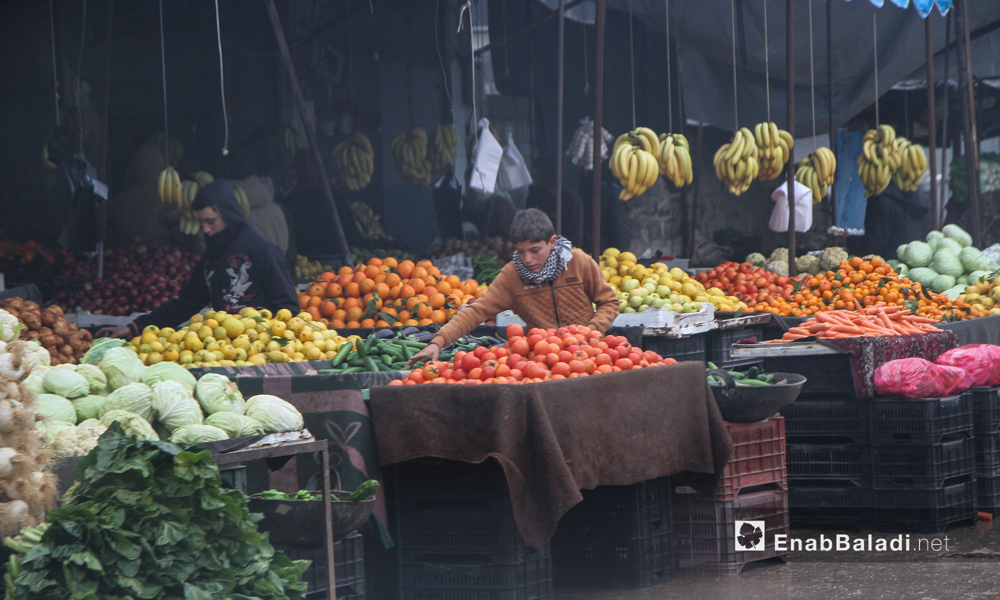 سوق خضار وفواكه في مدينة إدلب - 17 كانون الثاني 2017 (عنب بلدي)