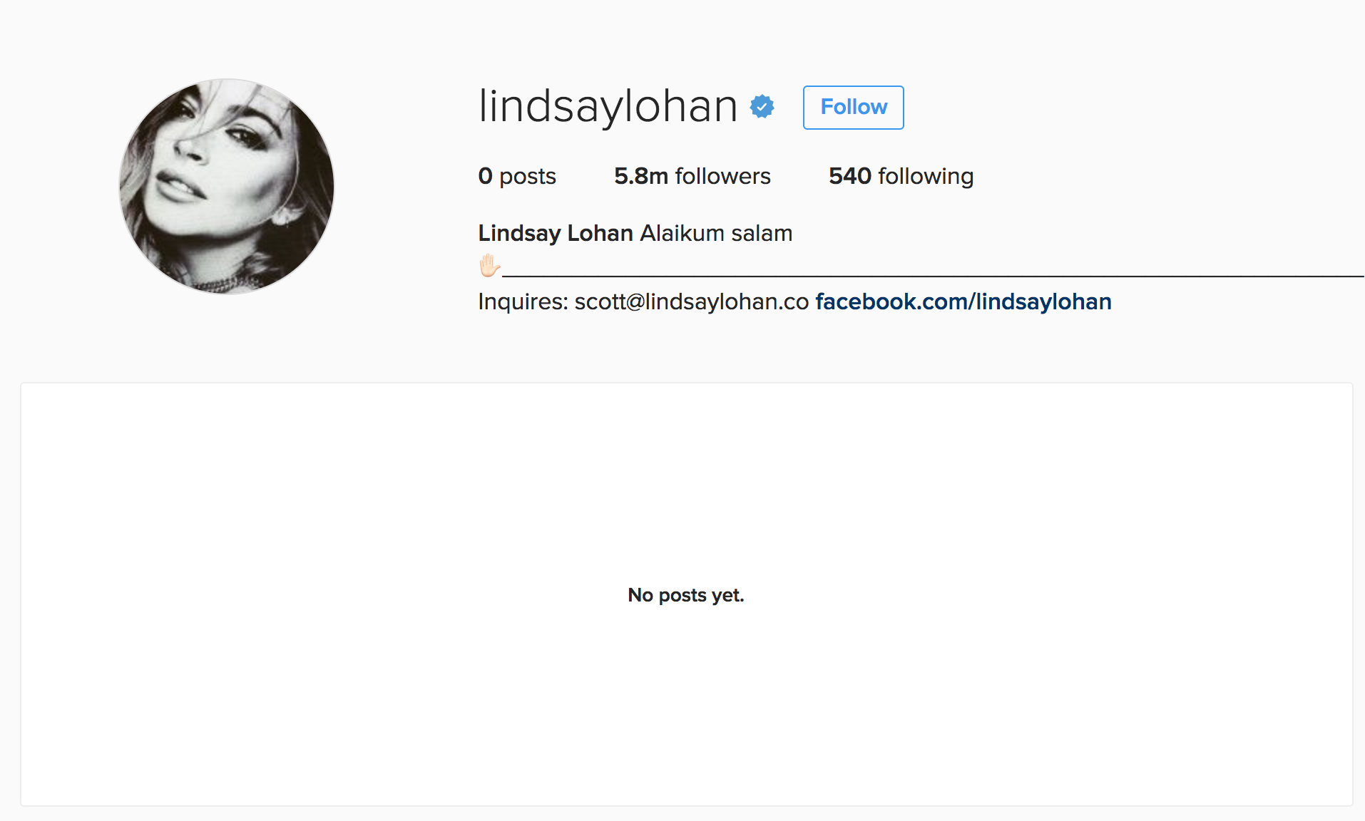 حساب ليندسي لوهان في إنستغرام بعدما حذفت صورها
