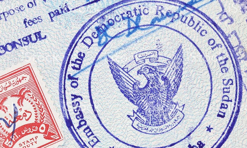 تعبيرية: ختم سفارة السودان على تأشيرة دخول (إنترنت)