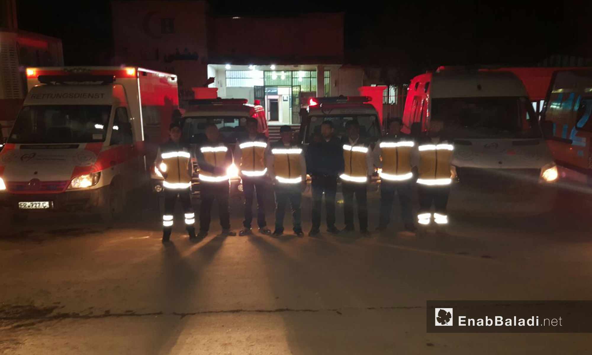 جانب من تجهيزات الهلال الأحمر التركي لاستقبال أهالي حي الوعر- 18 آذار 2017 -(عنب بلدي)