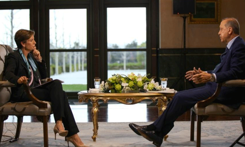 لقاء الرئيس التركي رجب طيب أردوغان- مع شبكة سي إن إن إنترناشونال (الأناضول)