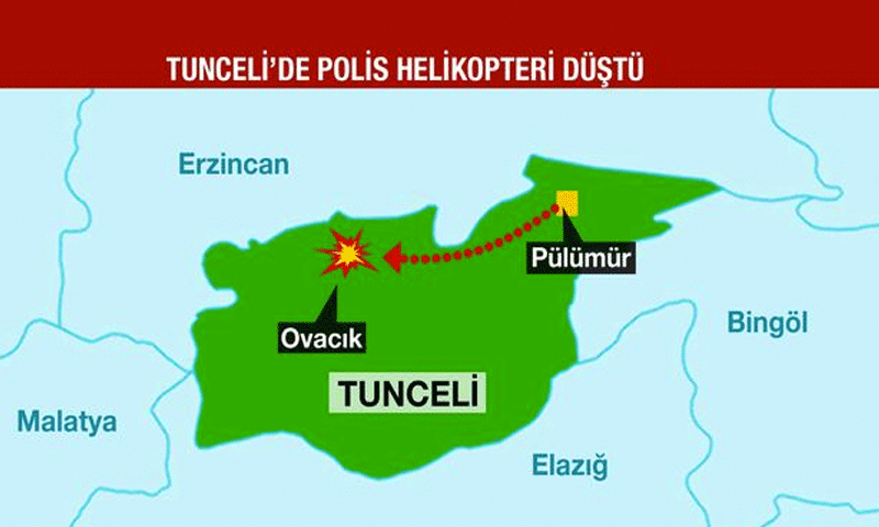 خارطة لمكان سقوط طائرة تركية تقل قاضي وعناصر شرطة (CNN Türk)
