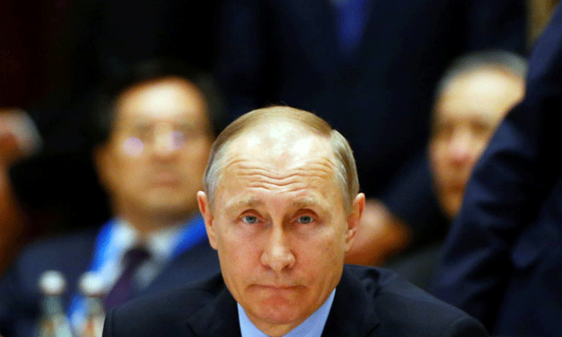 الرئيس الروسي فلاديمر بوتين في مؤتمر الطرق والأحزمة في بيجين، الصين- الإثنين 15 أيار (رويترز)