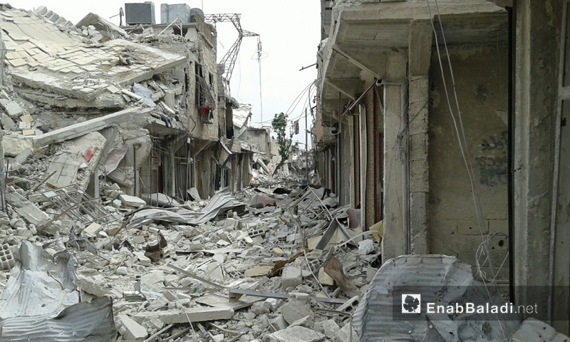آثار الدمار في حي القابون الدمشقي قبل سيطرة النظام عليه- الأحد 14 أيار (عنب بلدي)