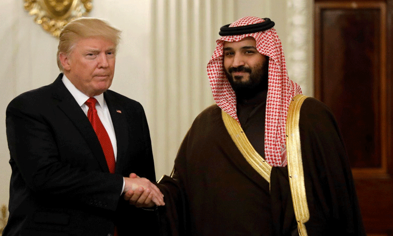 لقاء الرئيس الأمريكي، دونالد ترامب، مع ولي ولي العهد السعودي، محمد بن سلمان بن عبد العزيزر في "البيت الأبيض"- 15 آذار 2017 (إنترنت)