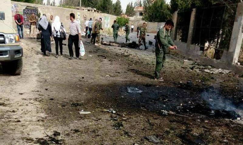 مكان تفجير المفخخة في منطقة السيدة زينب جنوب شرق دمشق - 23 أيار 2017 (صفحات موالية للنظام في فيس بوك)