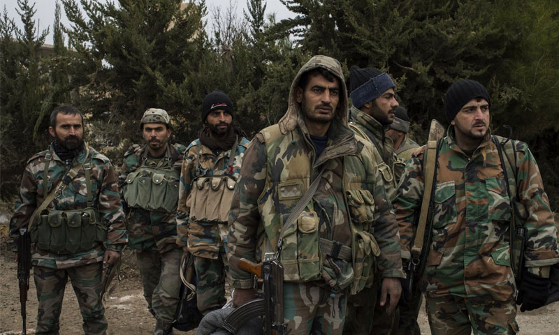 مقاتلون في قوات الأسد في دير الزور (إنترنت)
