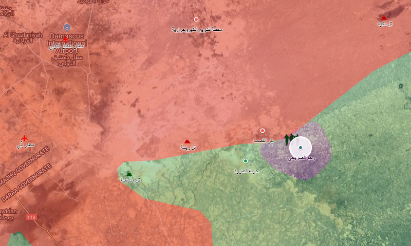 خريطة تظهر موقع المنطقة في البادية السورية (تعديل عنب بلدي)