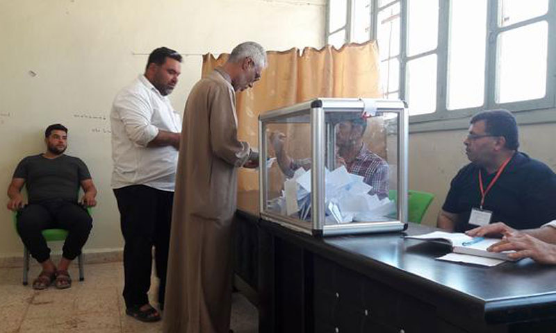 من انتخابات مجلس مدينة سراقب في إدلب - 18 تموز 2017 (فيس بوك)