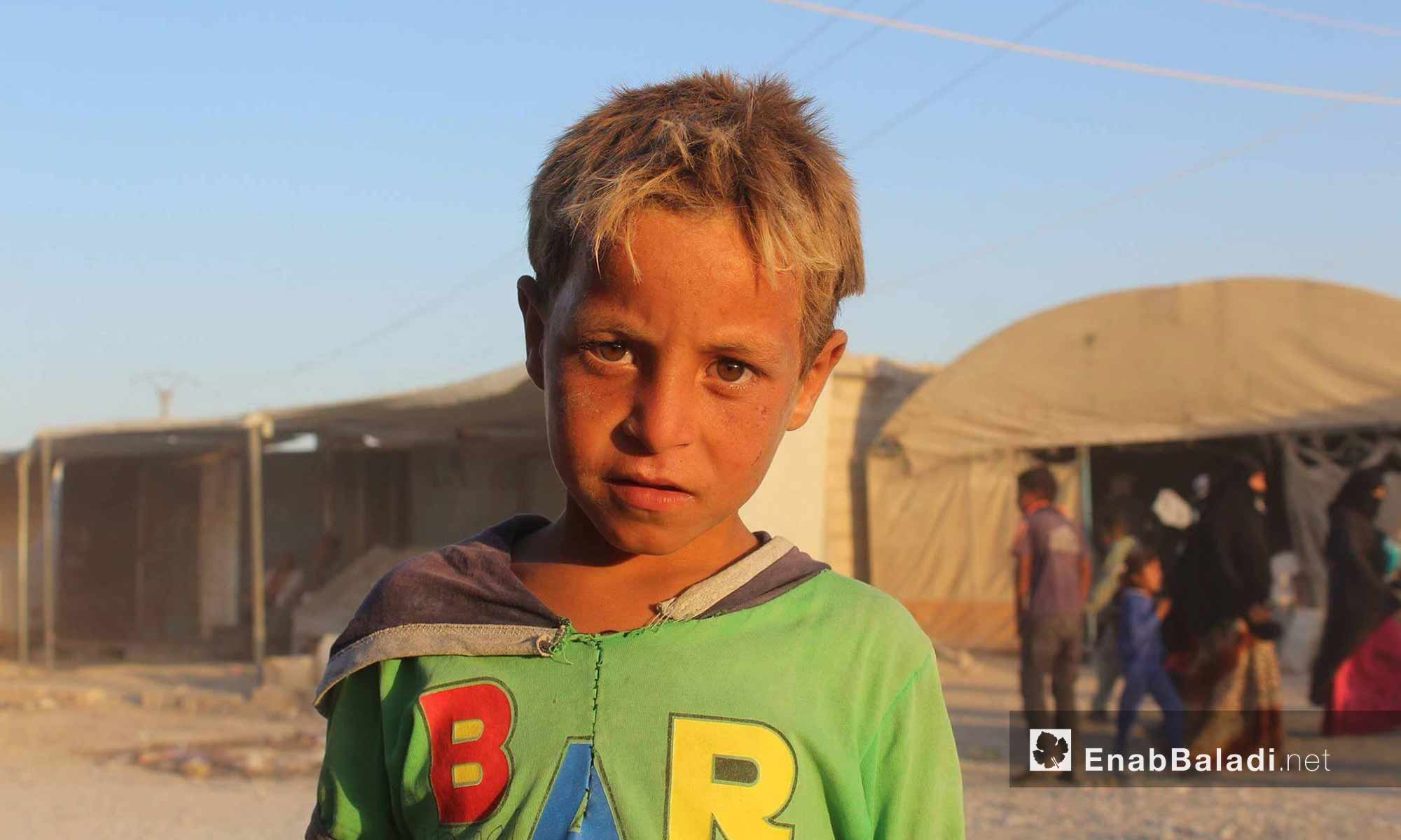 أطفال يسكنون مخيم العريشة شرقي الحسكة - 26 تموز 2017 (عنب بلدي)
