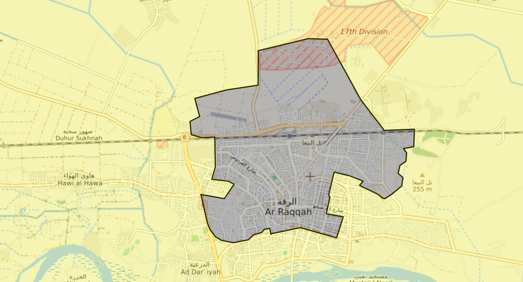 خريطة السيطرة في مدينة الرقة - 11 آب 2017 (live Map)