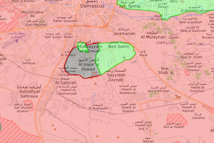 خريطة توضيحية لبلدات ريف دمشق الجنوبي - (livemap)