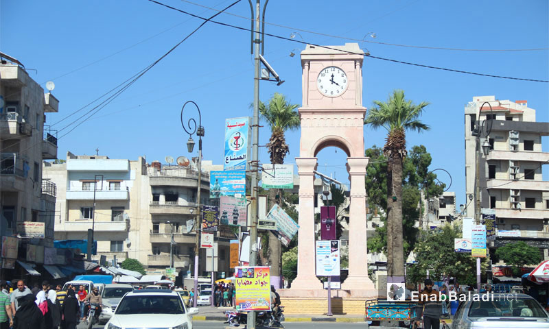 ساحة الساعة في مدينة إدلب - حزيران 2017 (عنب بلدي)