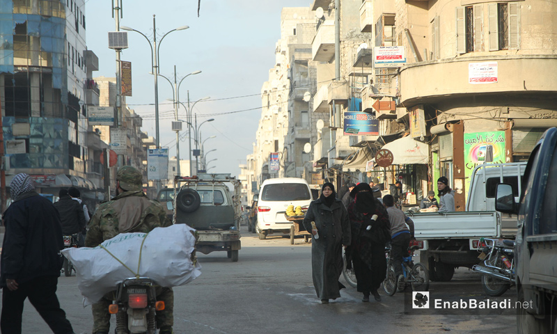 تعبيرية: أحد شوارع مدينة إدلب - 9 شباط 2017 (عنب بلدي)