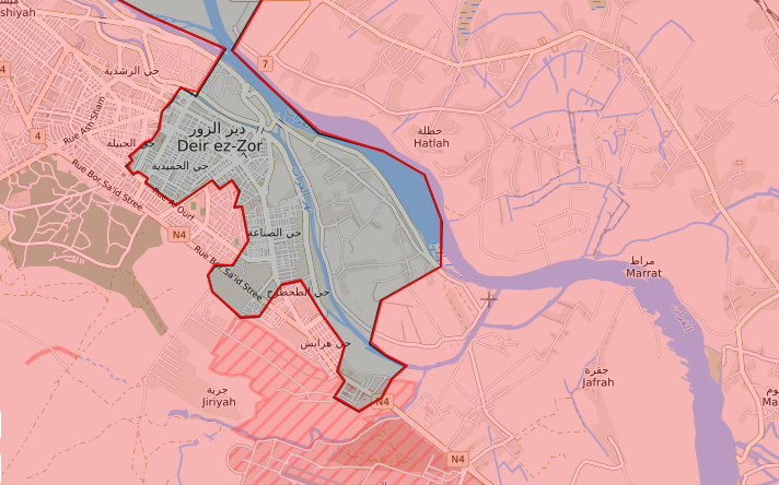 خريطة توضح نفوذ قوات الأسد وتنظيم الدولة في دير الزور - 16 تشرين الأول 2017 (livemap)
