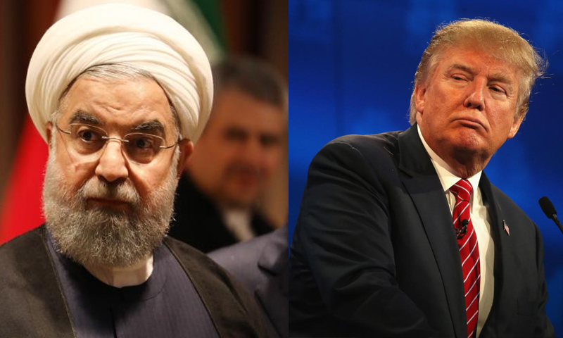 الرئيس الأمريكي دونالد ترامب ونظيره الإيراني حسن روحاني (تعديل عنب بلدي)