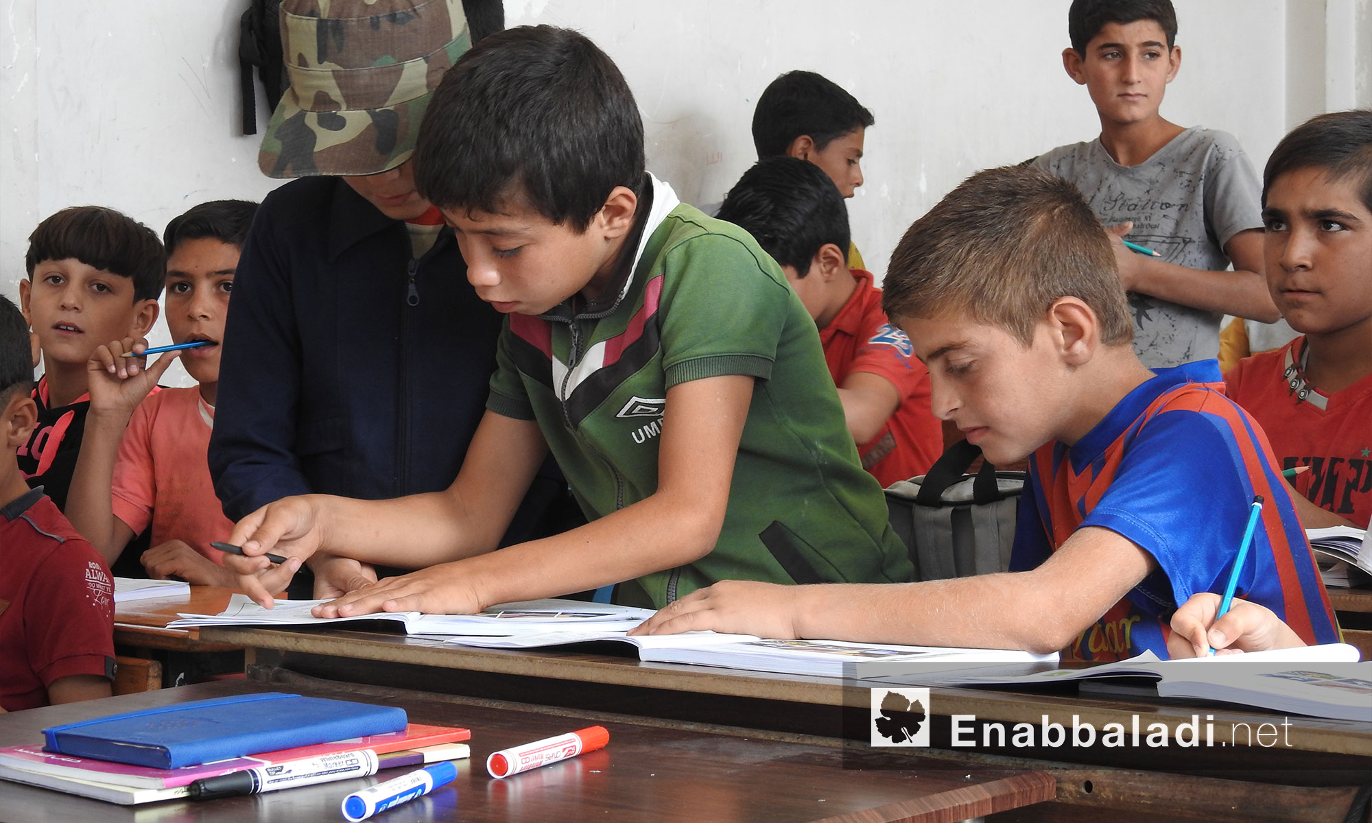 أجواء الدراسة في إحدى المدرس في دابق بريف حلب الشمالي - 4 تشرين الأول 2017 (عنب بلدي)