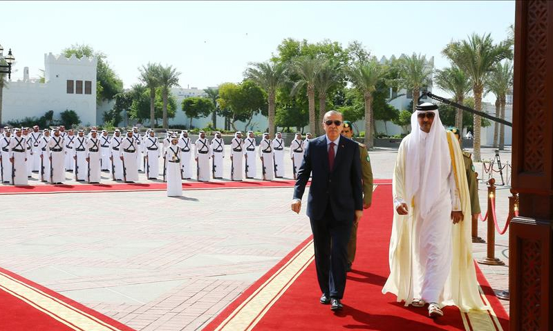 أمير قطر تميم بن حمد ونظيره التركي في الدوحة - 15 تشرين الثاني 2017 (الأناضول)