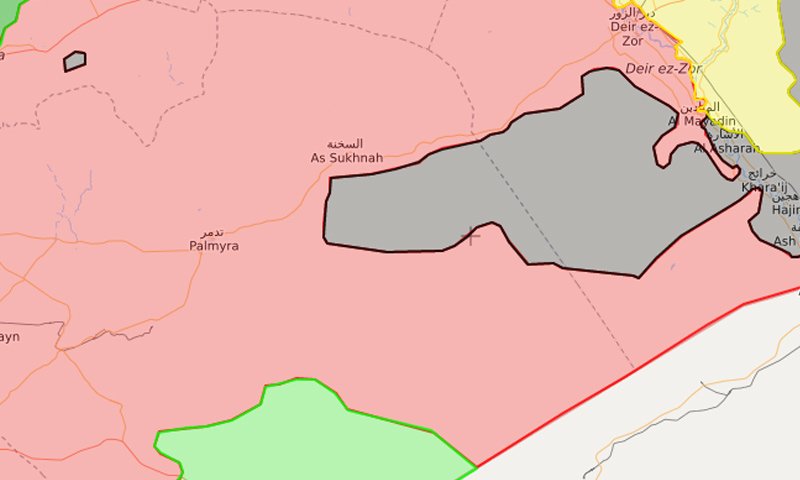 خريطة توضح نفوذ قوات الأسد في محيط مدينة البوكمال- 20 تشرين الثاني 2017 (livemap)