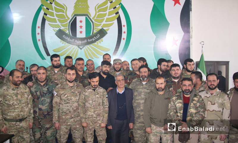 قادة الفصائل العسكرية في ريف حلب بعد الاجتماع الذي تشكل على أساسه "الجيش الوطني السوري" - 30 كانون الأول 2017 (عنب بلدي)