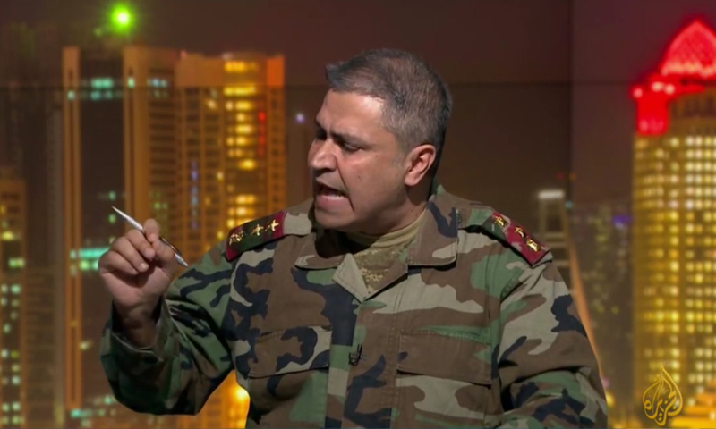 العقيد في "الجيش الحر" عبد الحميد زكريا خلال حلقة "الاتجاه المعاكس" - 19 كانون الأول 2017 (يوتيوب الجزيرة)