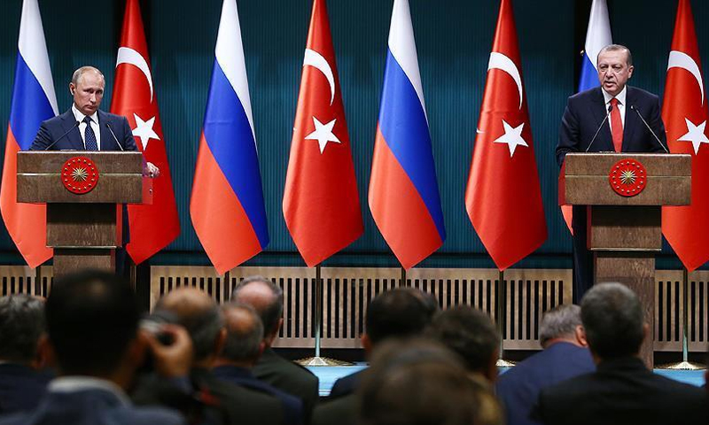 المؤتمر الصحفي للرئيس التركي رجب طيب أردوغان ونظيره الروسي فلاديمير بوتين - 11 كانون الأول 2017 (الأناضول)
