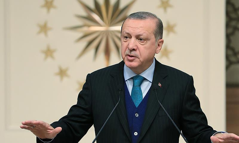 الرئيس التركي رجب طيب أردوغان خلال قمة القدس - 13 كانون الأول 2017 (الأناضول)